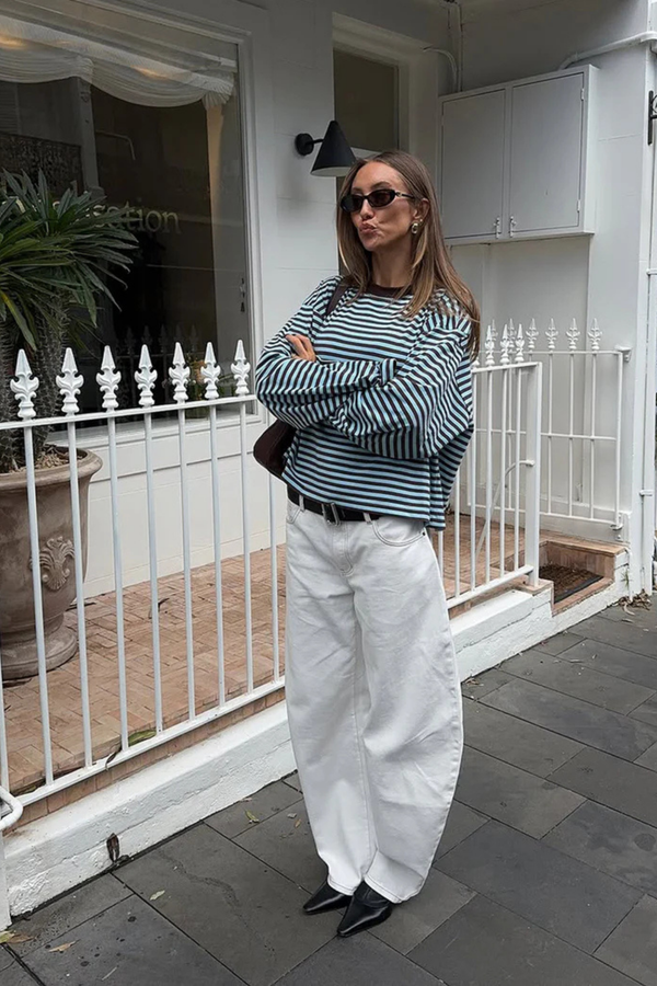 Bloom Long Sleeve Chocolate Sea Stripe