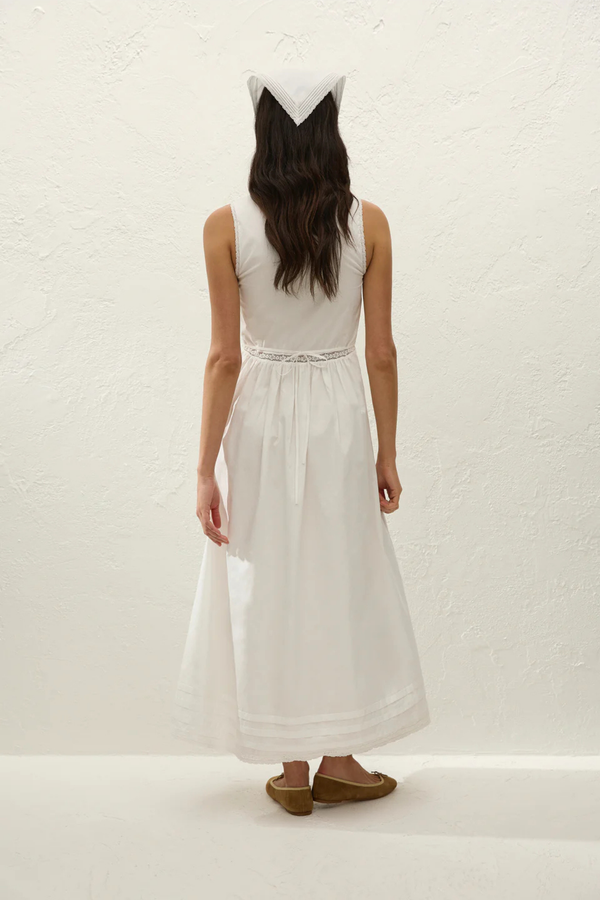 Fiora Midi Dress in Lace White