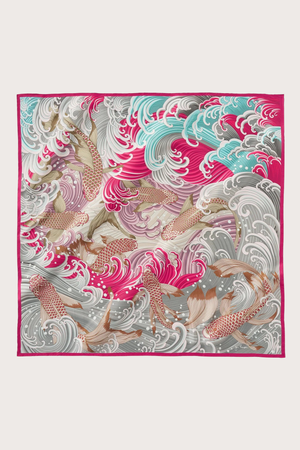Koi Fish Pink Silk Scarf