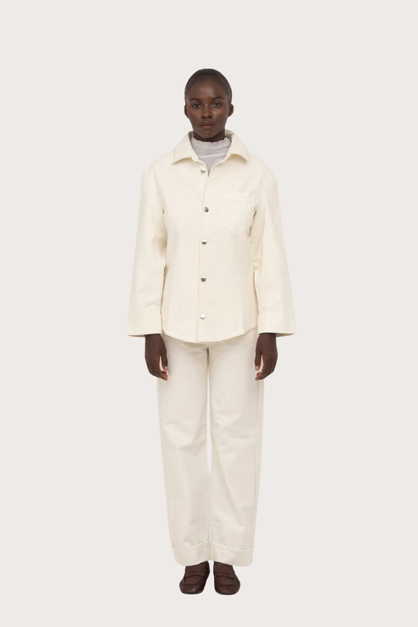 Agenda Cream Fitted Denim Over Shirt