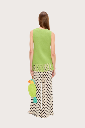 Nella Crepe Wide Leg Pant - Macadamia Black Polka Dot