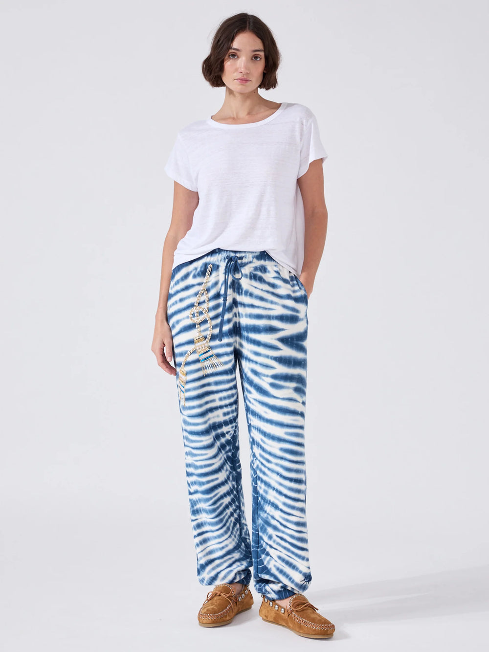 Janis Tassel Beaded Sweatpants