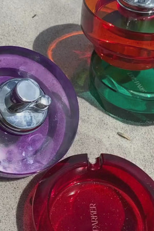 Glass Tabletop Lighter in Mixed Berry